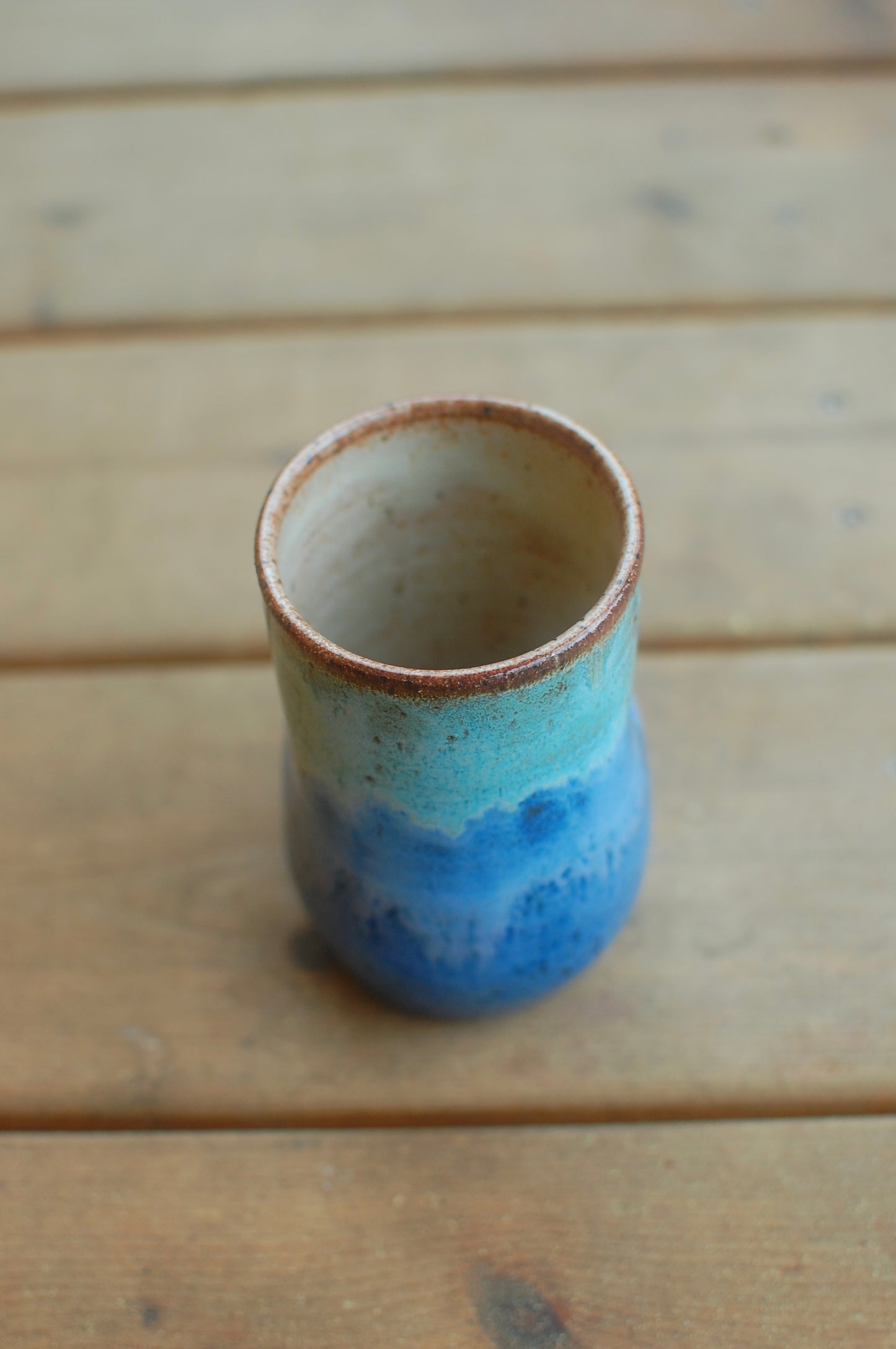 Turquoise/Blue Tumbler - Small Pottery Tumbler - Handleless Mug - Wheel-Thrown Mug - Handmade Mug - Coffee Mug