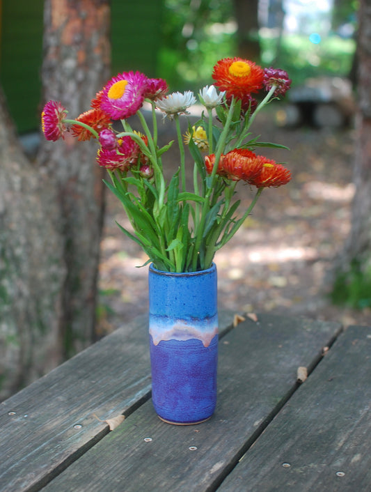 Tall Skinny Blue/Purple Vase - Pottery Vase - Handmade Vase - Ceramic Vase