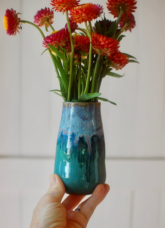 Green Flowy Vase - Pottery Vase - Handmade Vase - Ceramic Vase