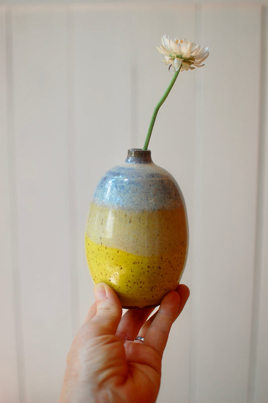 Yellow Bud Vase - Blue Vase - Pottery Vase - Handmade Vase - Ceramic Vase - Handmade Pottery Vase - One-Of-A-Kind Vase
