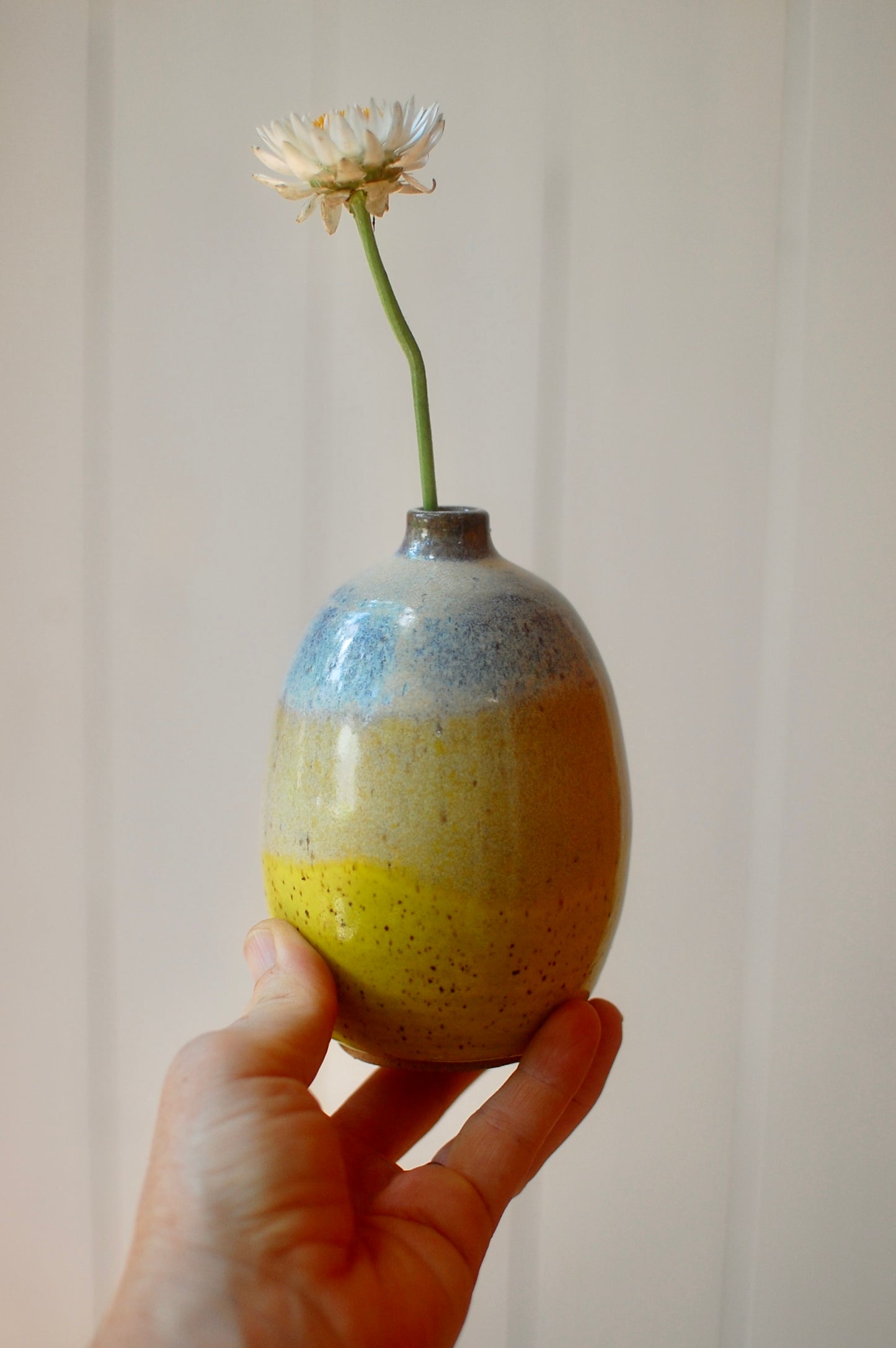 Yellow Bud Vase - Blue Vase - Pottery Vase - Handmade Vase - Ceramic Vase - Handmade Pottery Vase - One-Of-A-Kind Vase