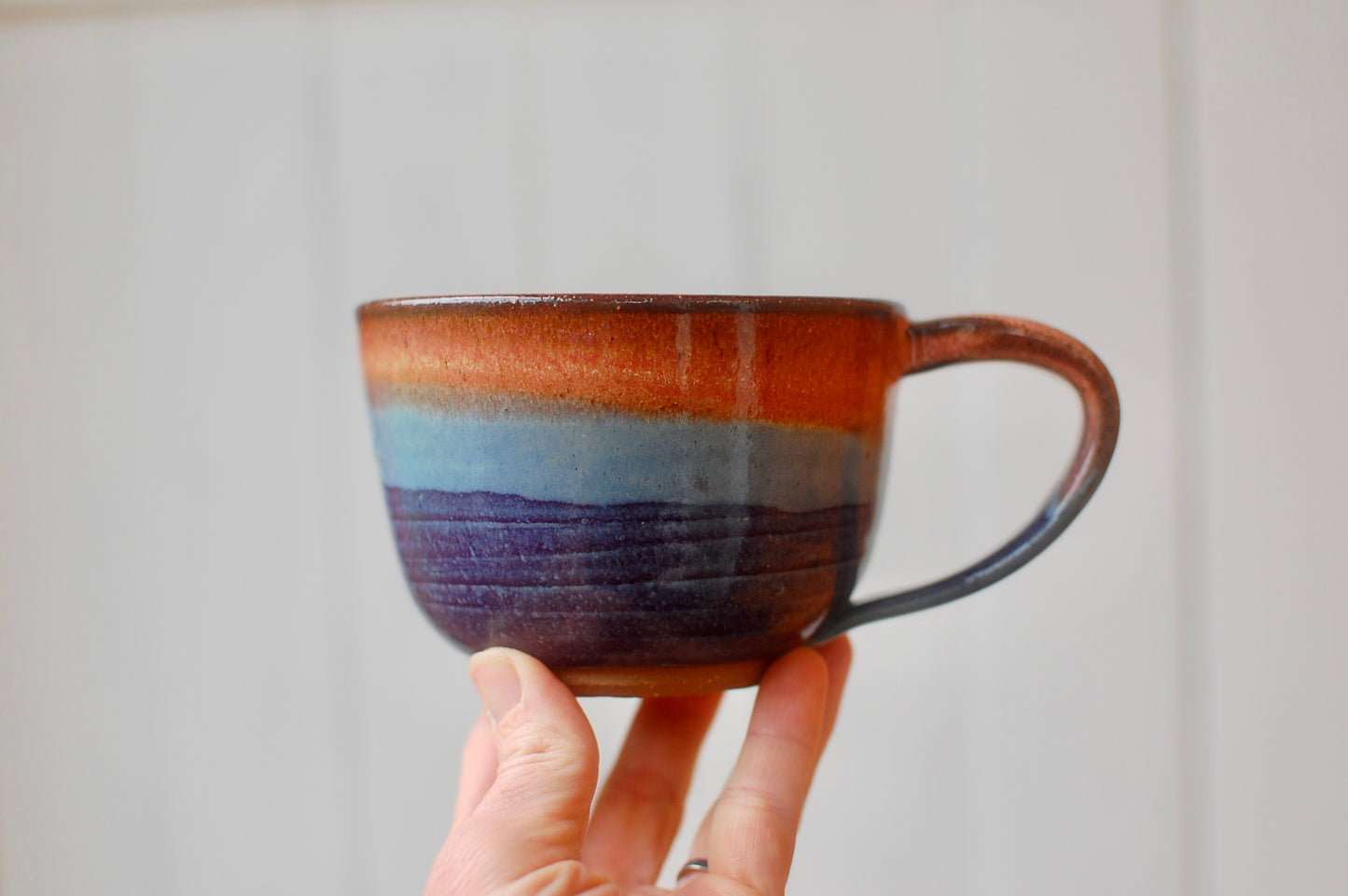 Red, Blue And Purple Latte Bowl - Soup Bowl With Handle - Handmade Pottery - Pottery Mugs - Ceramics - Handmade Ceramics