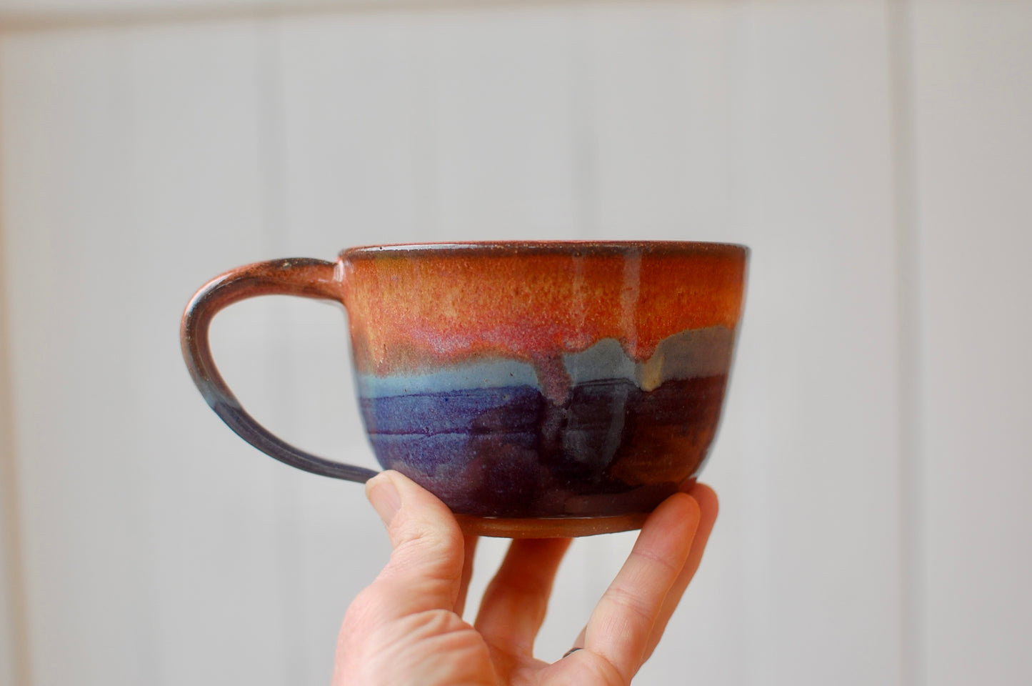 Red, Blue And Purple Latte Bowl - Soup Bowl With Handle - Handmade Pottery - Pottery Mugs - Ceramics - Handmade Ceramics