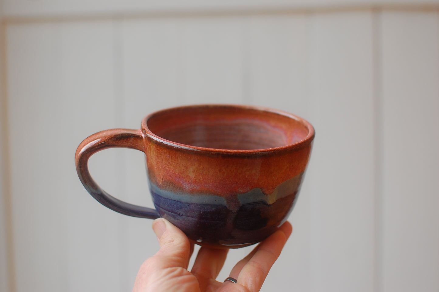 Red, Blue And Purple Latte Bowl - Soup Bowl With Handle - Handmade Pottery - Pottery Mugs - Ceramics - Handmade Ceramics