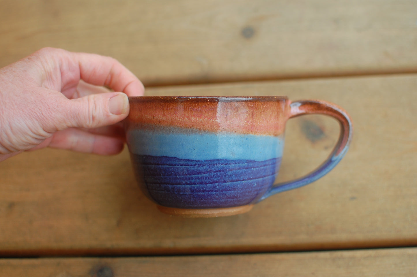 Red, Blue And Purple Latte Bowl - Soup Bowl With Handle - Handmade Pottery - Pottery Mugs - Ceramics - Handmade Ceramics