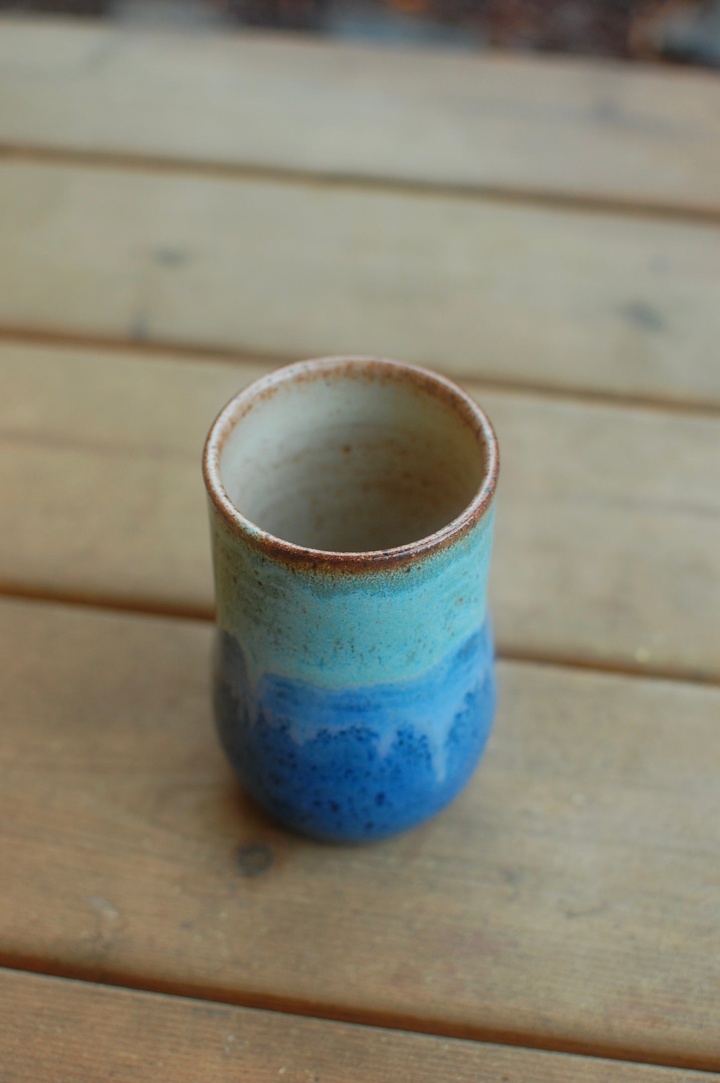 Turquoise/Blue Tumbler - Small Pottery Tumbler - Handleless Mug - Wheel-Thrown Mug - Handmade Mug - Coffee Mug