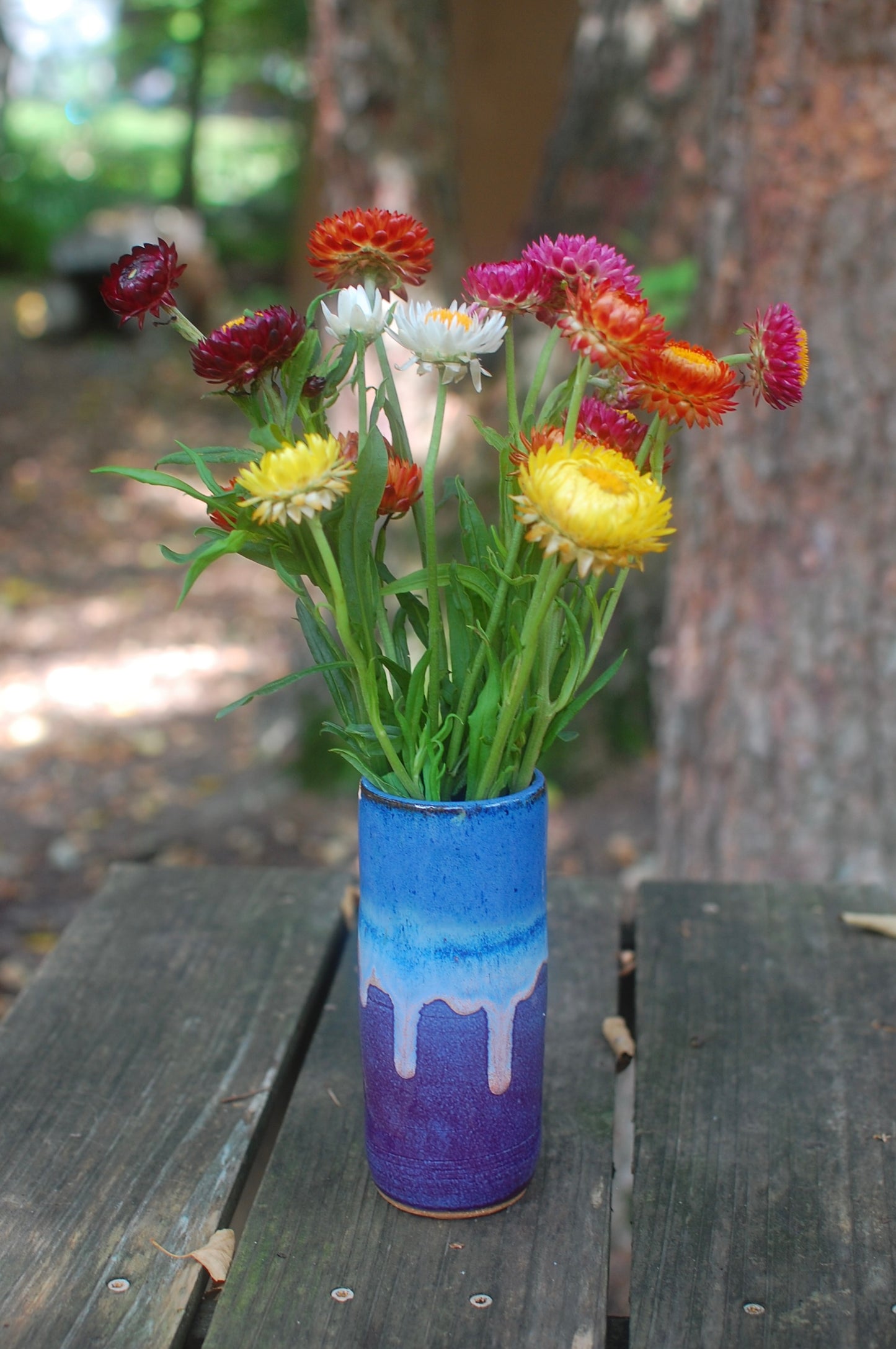 Tall Skinny Blue/Purple Vase - Pottery Vase - Handmade Vase - Ceramic Vase