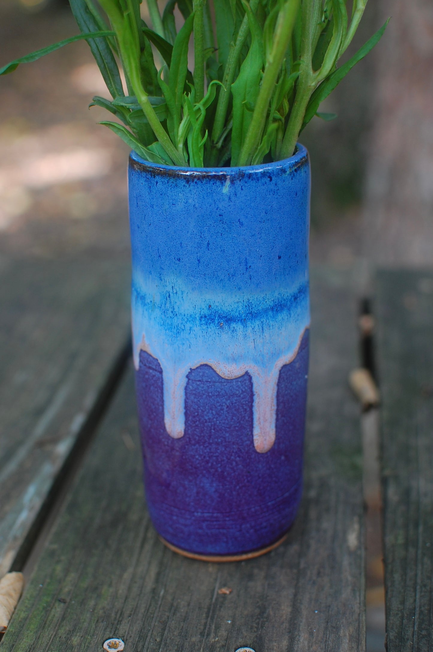 Tall Skinny Blue/Purple Vase - Pottery Vase - Handmade Vase - Ceramic Vase