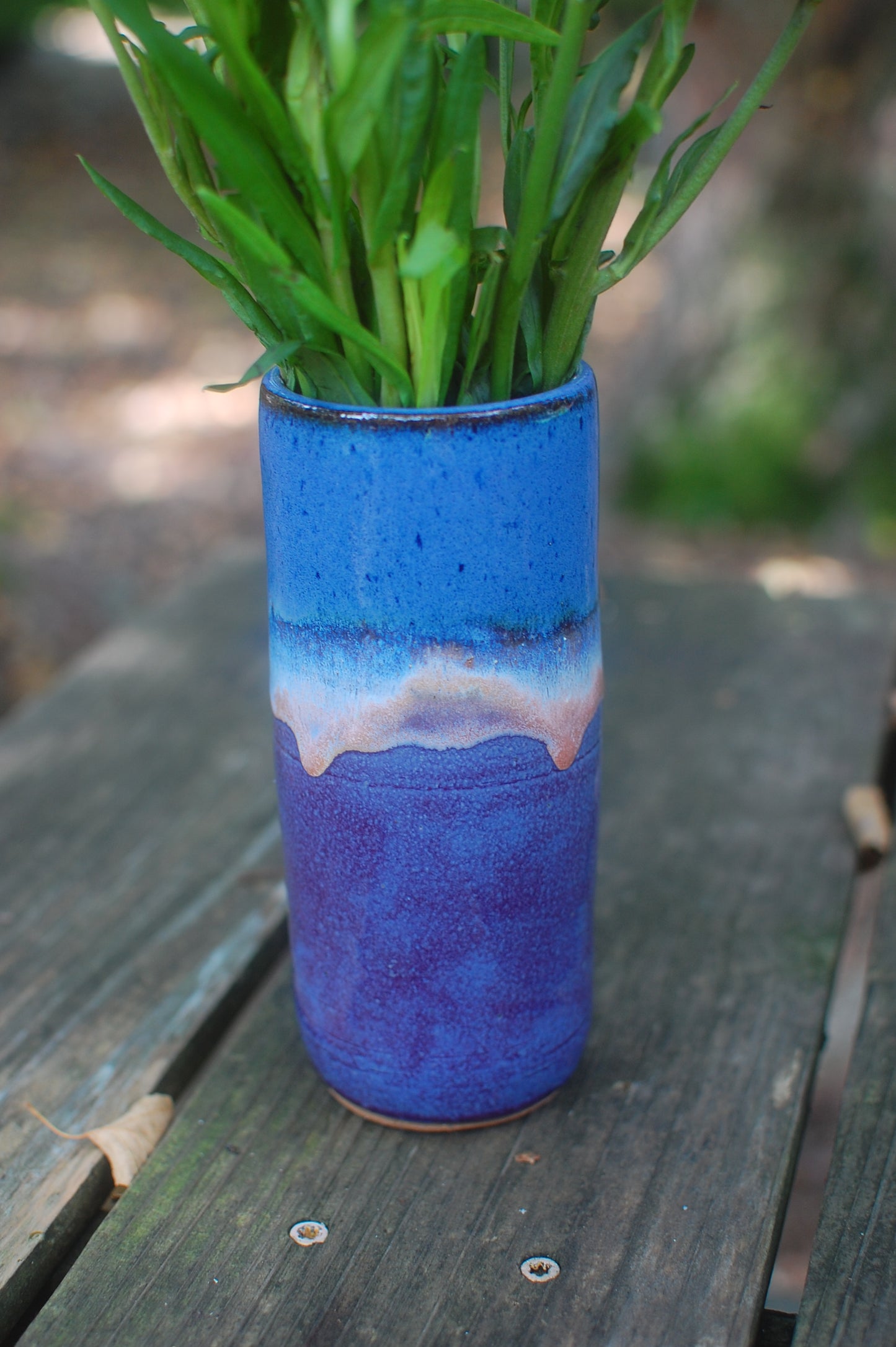 Tall Skinny Blue/Purple Vase - Pottery Vase - Handmade Vase - Ceramic Vase