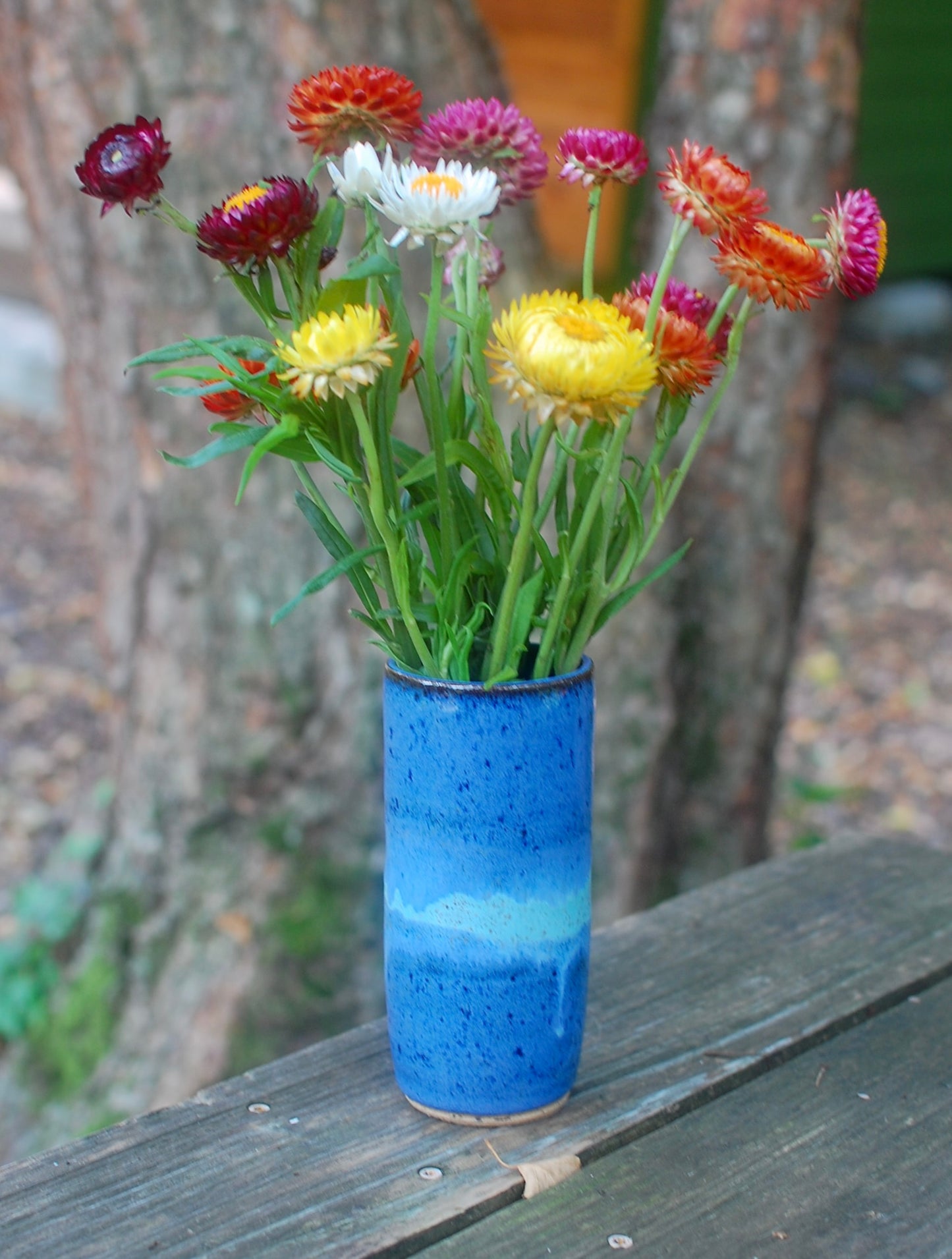 Tall Skinny Two Blues Vase - Pottery Vase - Handmade Vase - Ceramic Vase