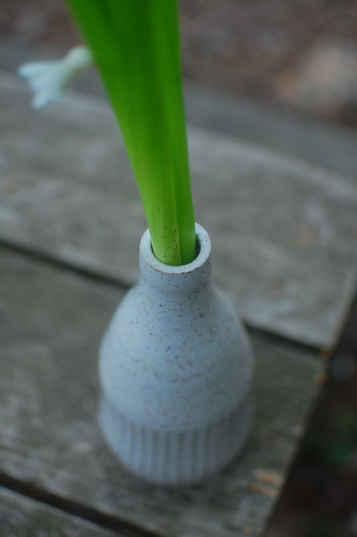 White Textured Bottle Vase - Pottery Vase - Handmade Vase - Ceramic Vase