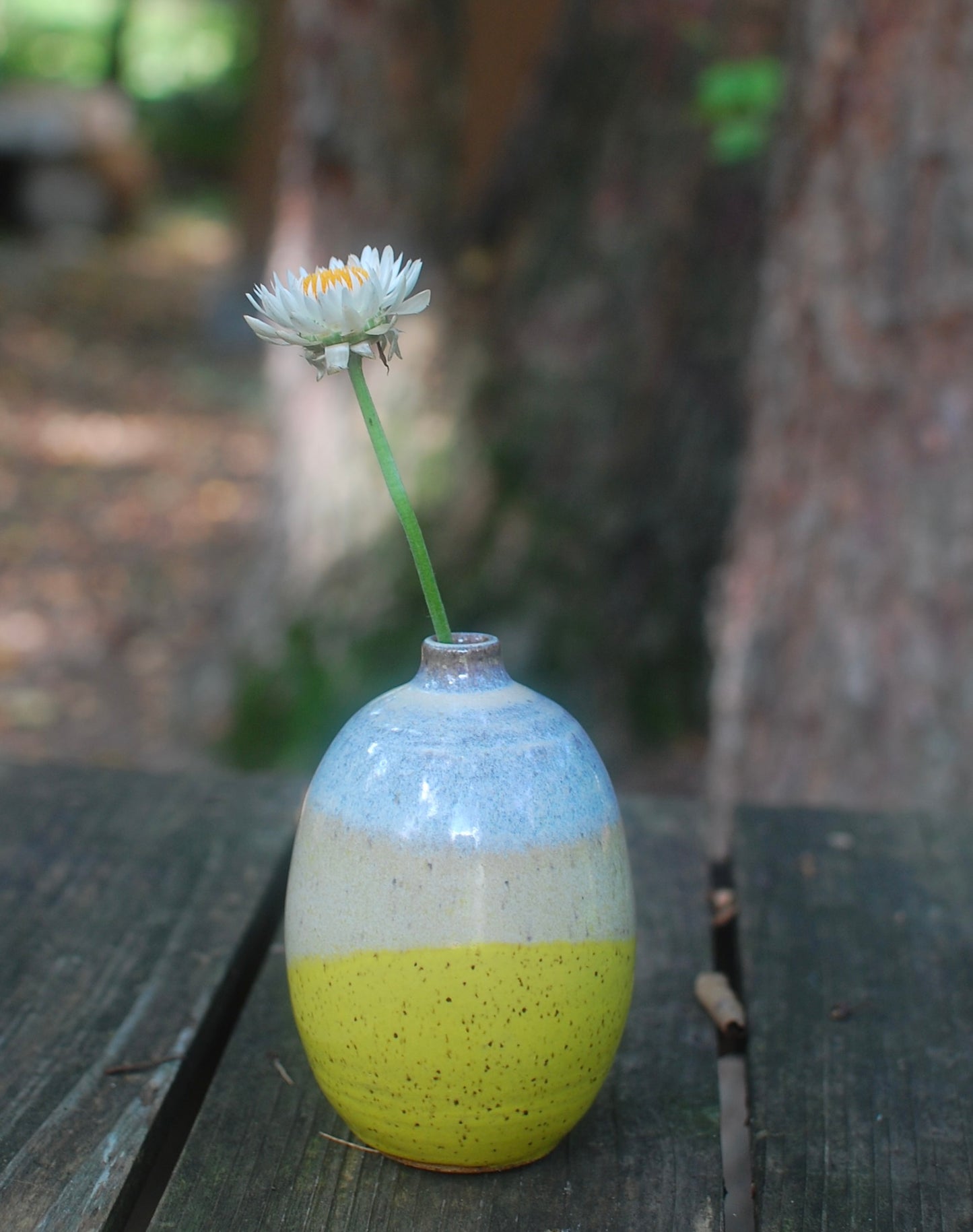 Yellow Bud Vase - Blue Vase - Pottery Vase - Handmade Vase - Ceramic Vase - Handmade Pottery Vase - One-Of-A-Kind Vase