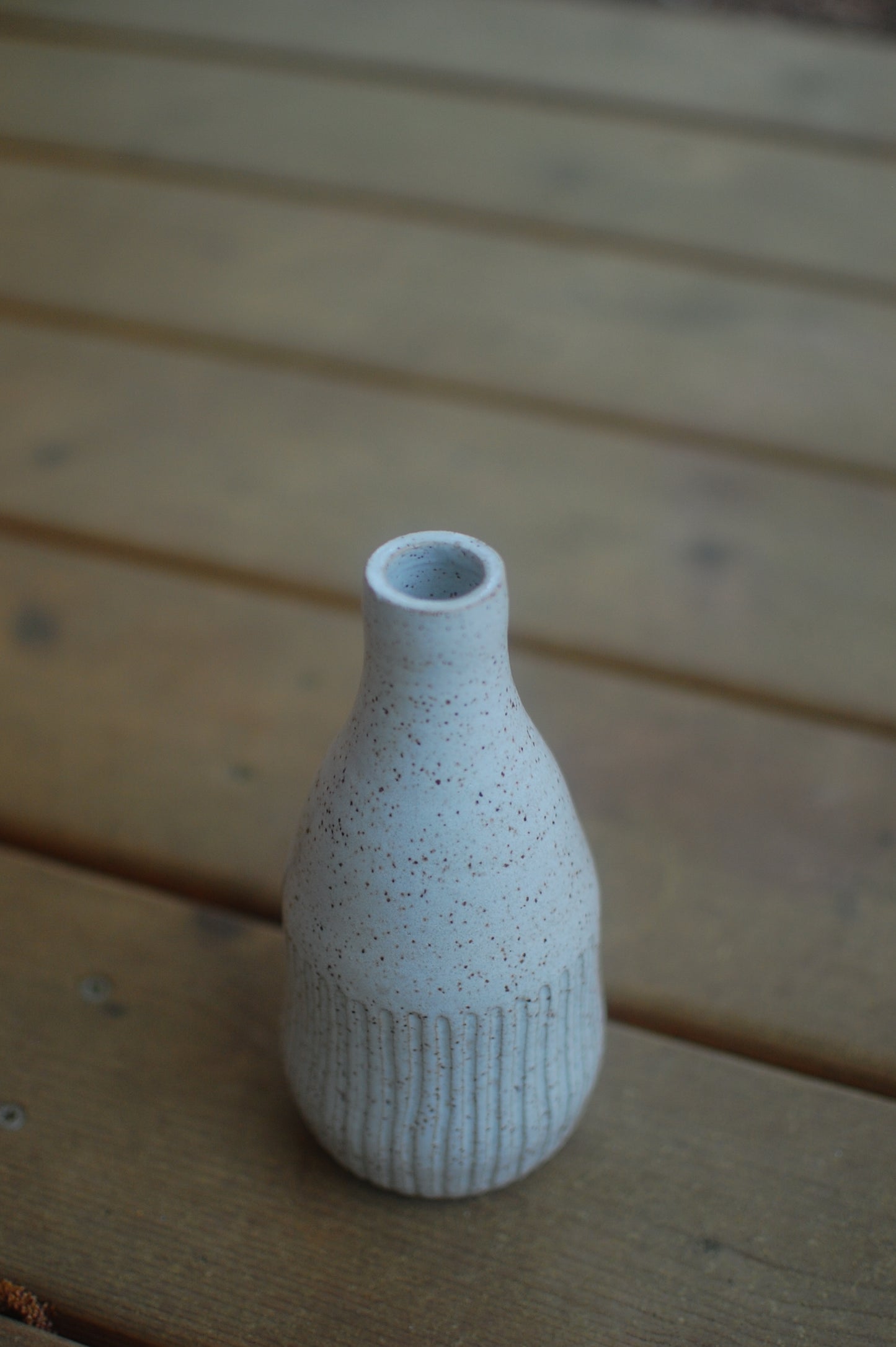 White Textured Bottle Vase - Pottery Vase - Handmade Vase - Ceramic Vase