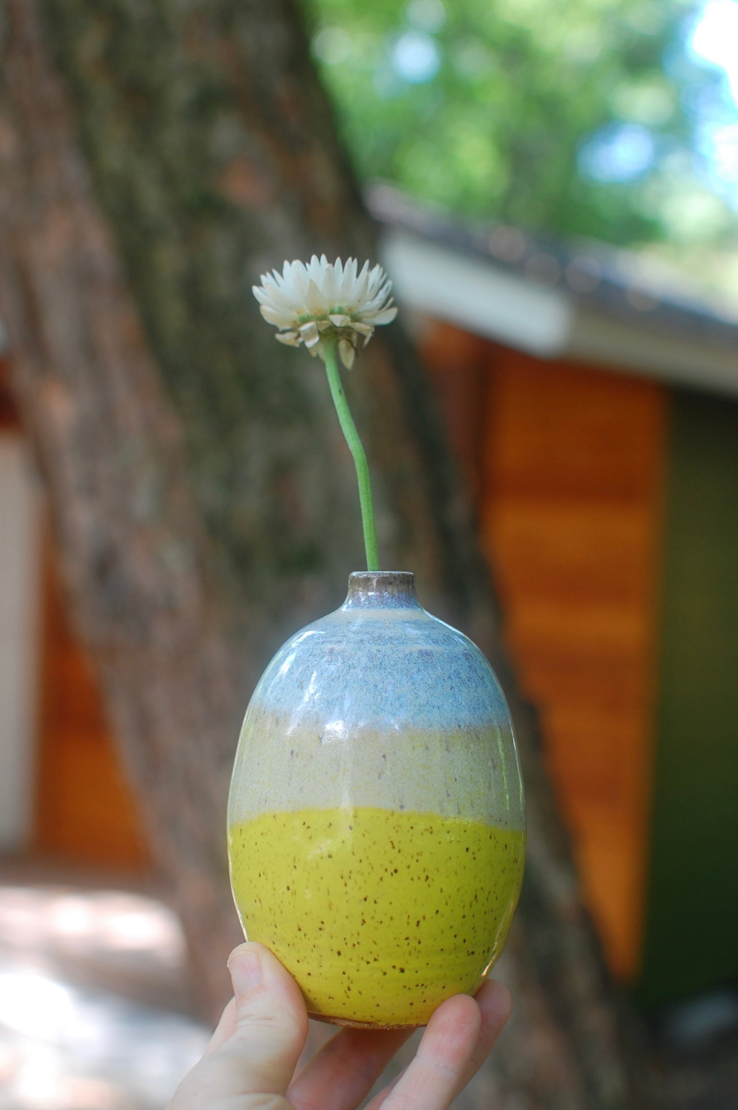 Yellow Bud Vase - Blue Vase - Pottery Vase - Handmade Vase - Ceramic Vase - Handmade Pottery Vase - One-Of-A-Kind Vase