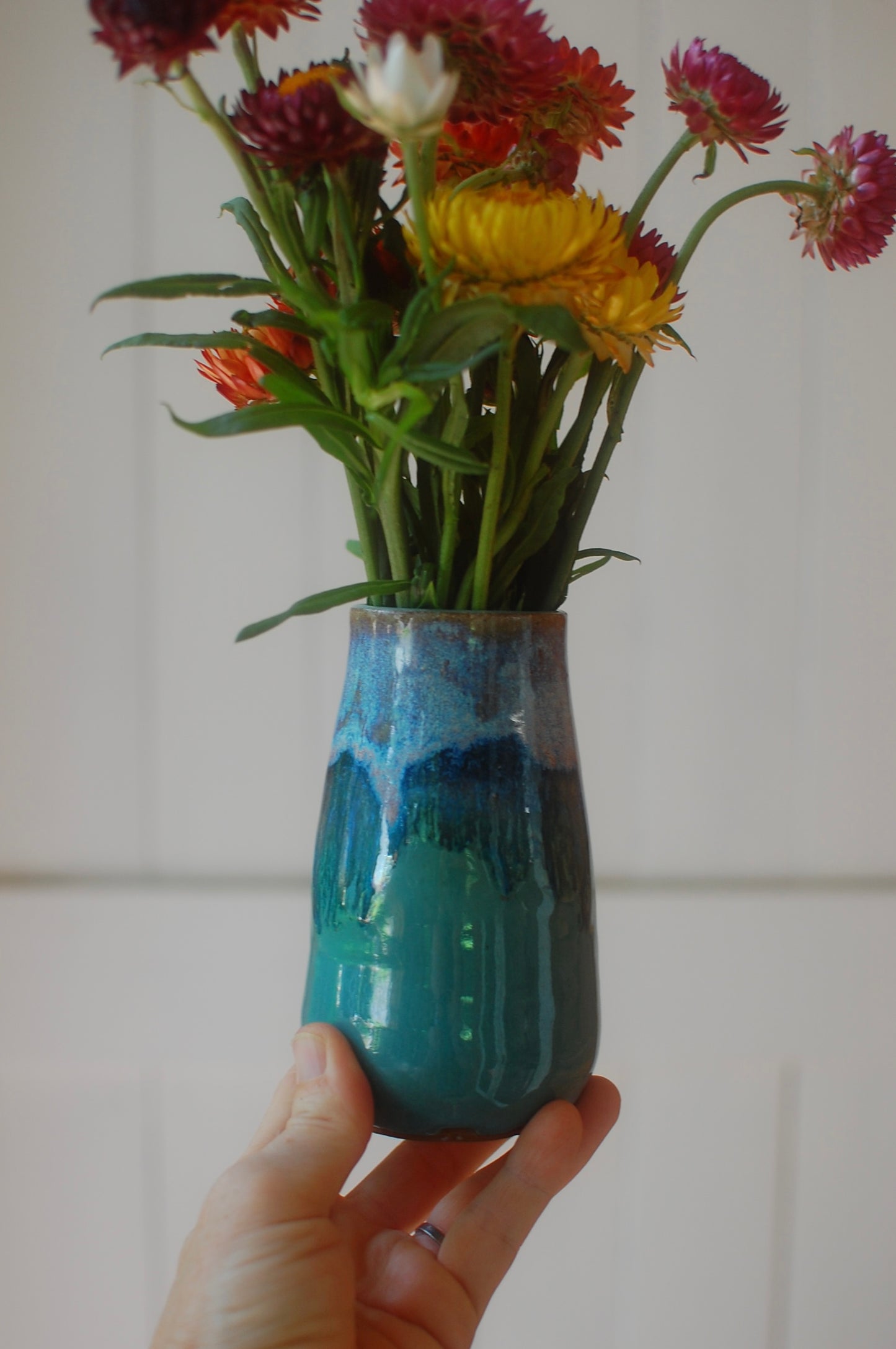 Green Flowy Vase - Pottery Vase - Handmade Vase - Ceramic Vase