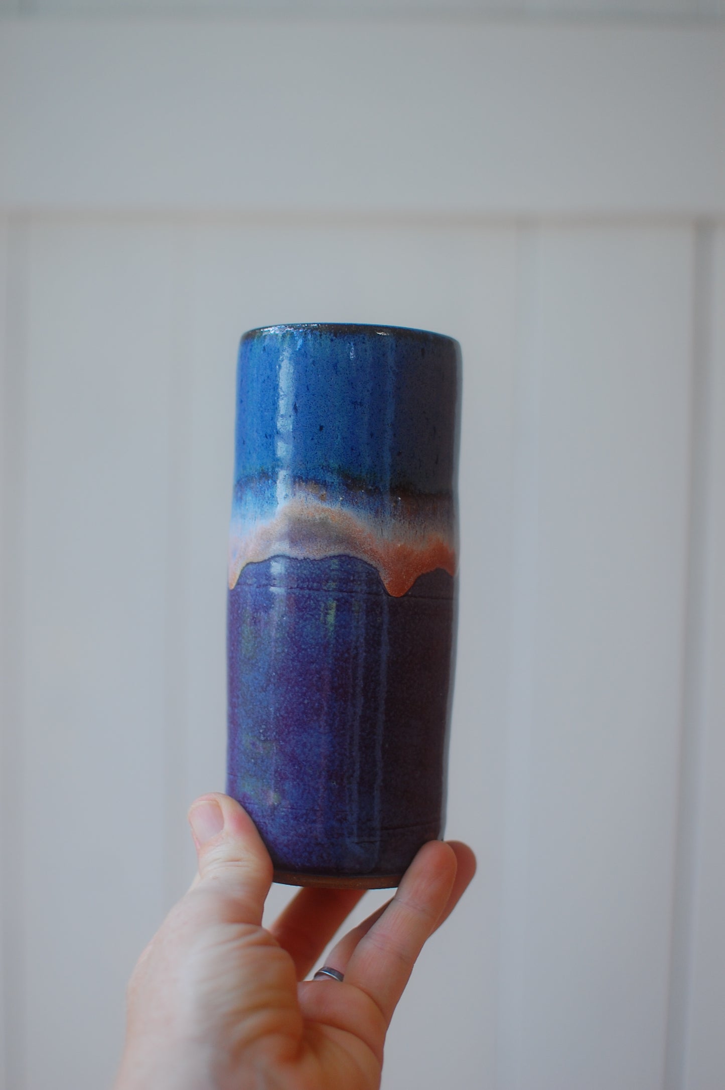 Tall Skinny Blue/Purple Vase - Pottery Vase - Handmade Vase - Ceramic Vase