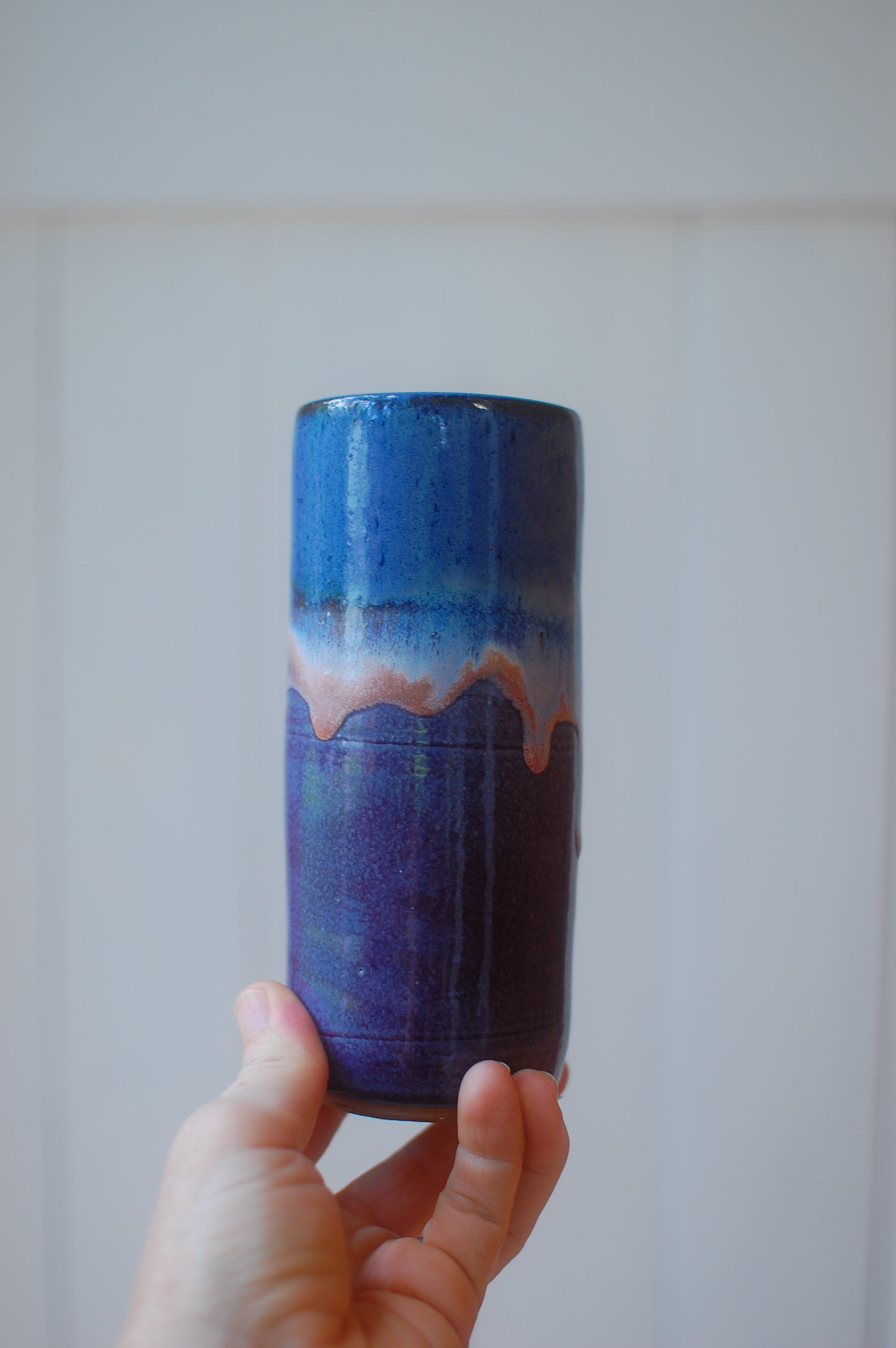 Tall Skinny Blue/Purple Vase - Pottery Vase - Handmade Vase - Ceramic Vase