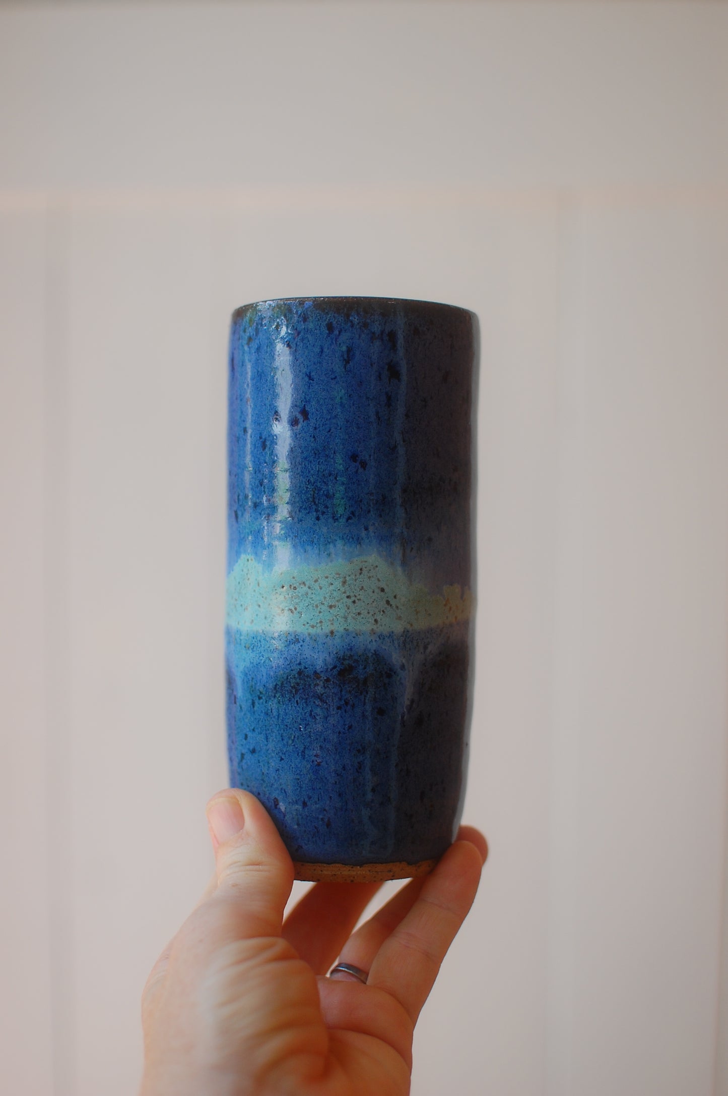 Tall Skinny Two Blues Vase - Pottery Vase - Handmade Vase - Ceramic Vase