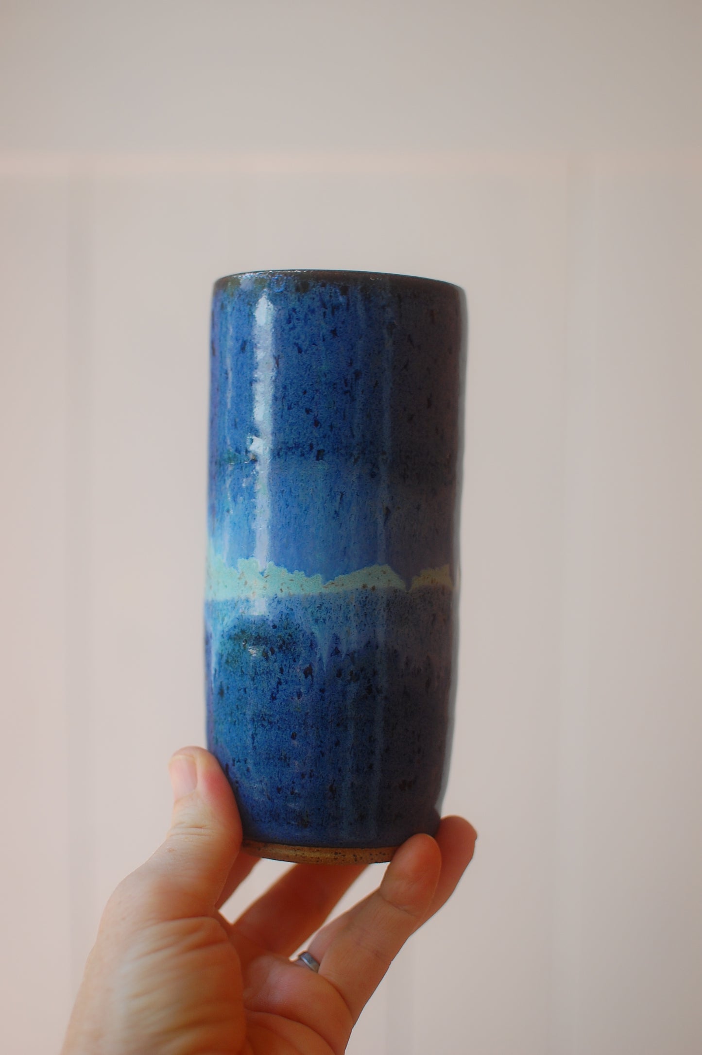Tall Skinny Two Blues Vase - Pottery Vase - Handmade Vase - Ceramic Vase