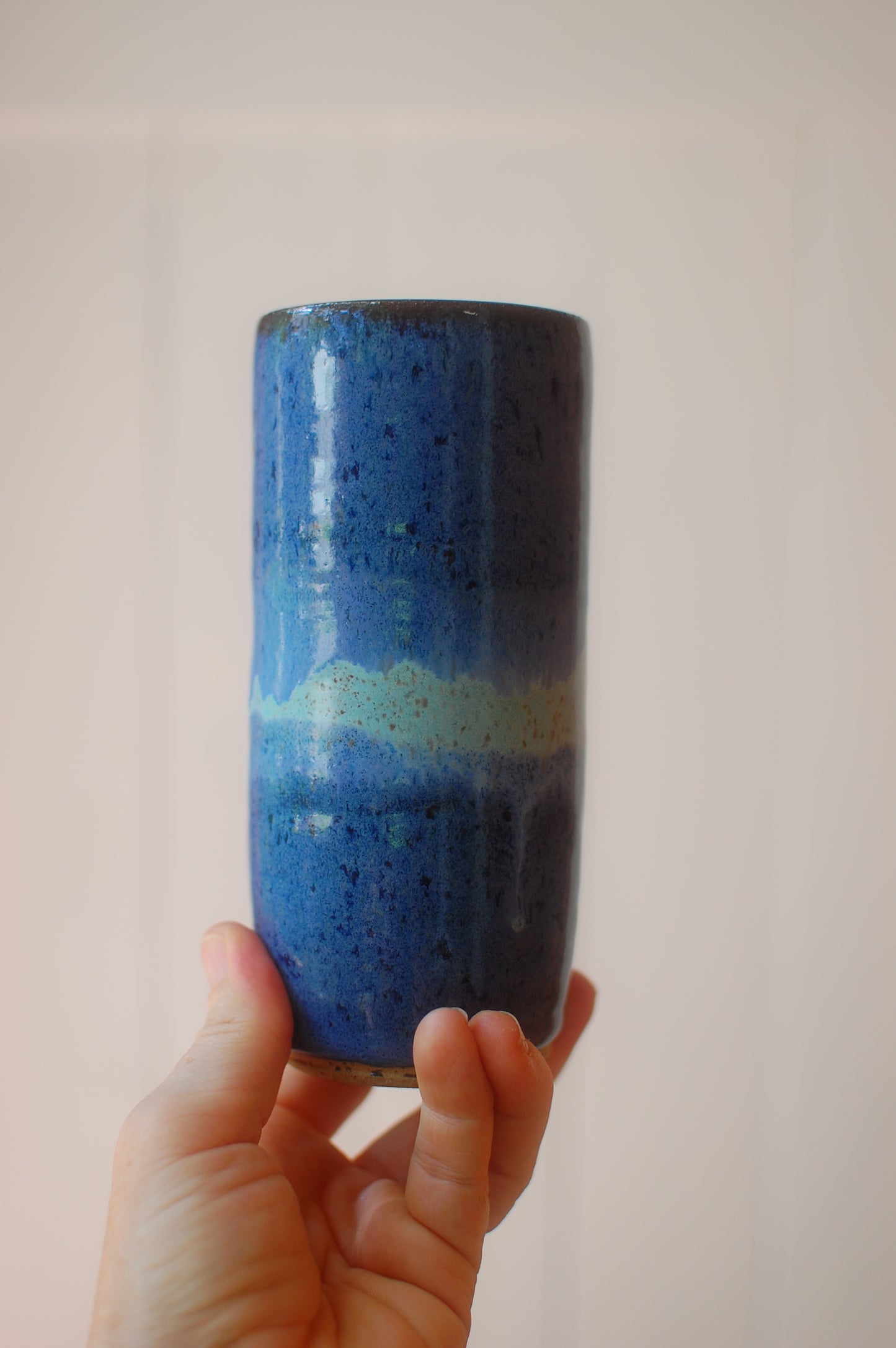 Tall Skinny Two Blues Vase - Pottery Vase - Handmade Vase - Ceramic Vase