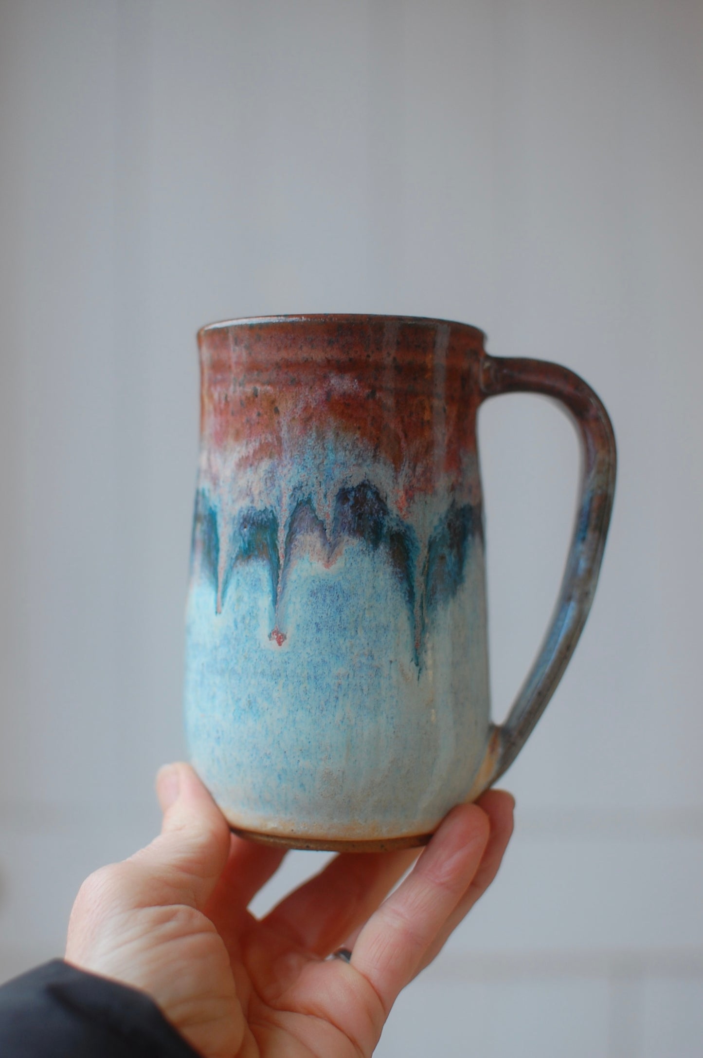 SECOND Red and Gray Flowy Mug - Handmade Pottery - Pottery Mugs - Ceramics - Handmade Ceramics