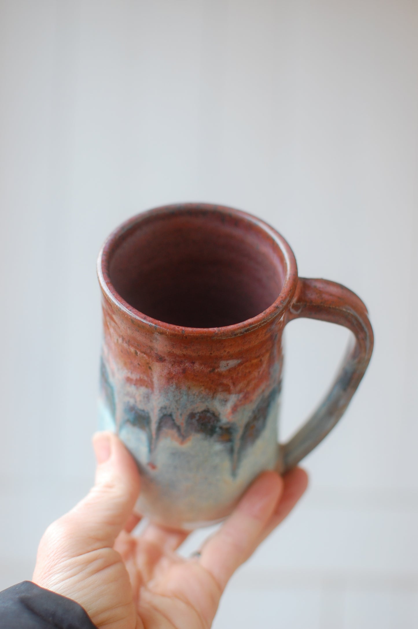 SECOND Red and Gray Flowy Mug - Handmade Pottery - Pottery Mugs - Ceramics - Handmade Ceramics