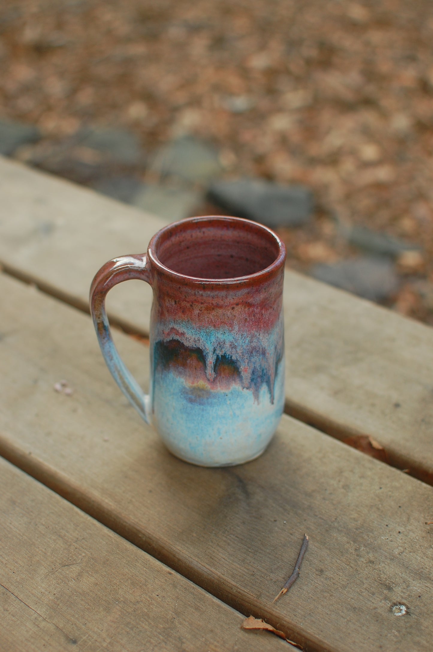 SECOND Red and Gray Flowy Mug - Handmade Pottery - Pottery Mugs - Ceramics - Handmade Ceramics