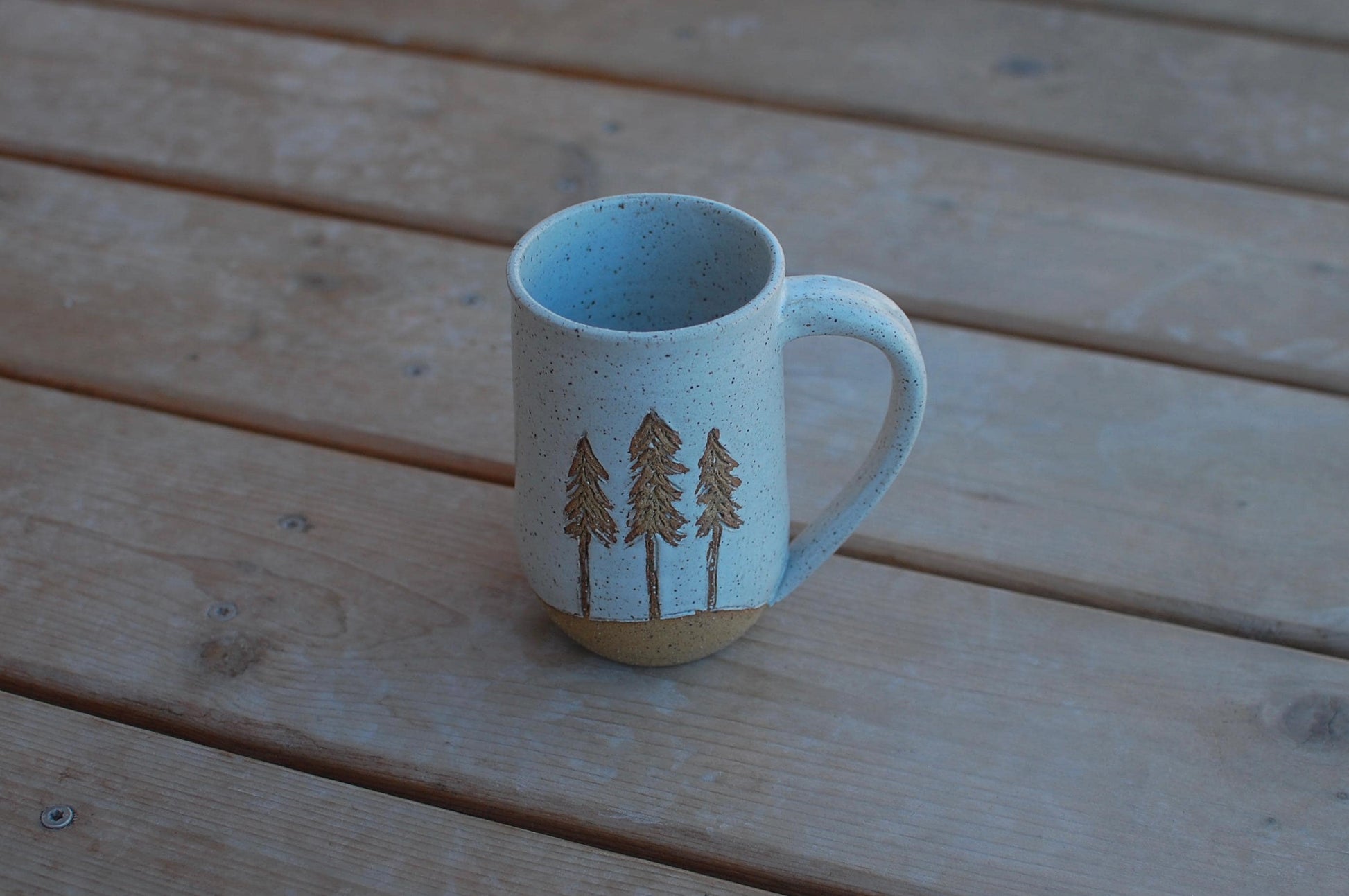 Snowy Pine Tree Mug - White Mug - Handmade Mug - Coffee Mug - Tree Mug