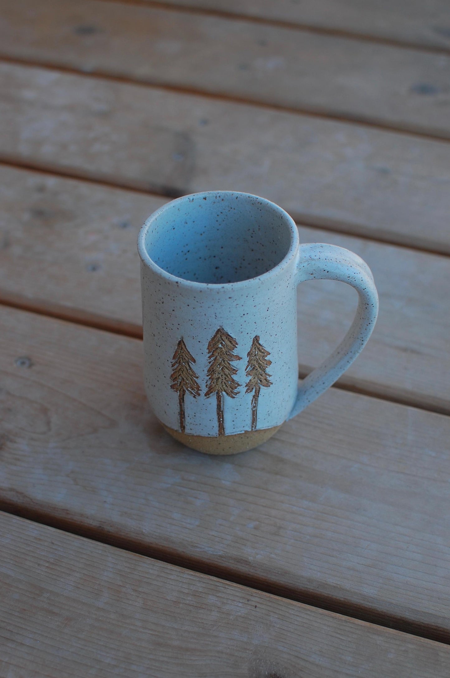 Snowy Pine Tree Mug - White Mug - Handmade Mug - Coffee Mug - Tree Mug